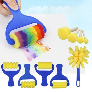 31pcs Vaikai Grafiti Piešimo Doodle Sponge Teptuku Žaislų Rinkinys Mokymosi Tapybos Įrankis su Prijuostė Vaikų Švietimo Žaislai