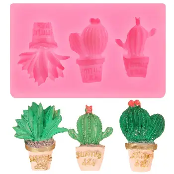 3D Kaktusas Žvakė Silikono Formų Minkštas Tortas Dekoravimo Sultingi Augalai Muilo Molio Pelėsių Gum Paste Šokolado Žvakių Liejimo formos
