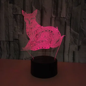 3D Led Modeliavimo Stalo Lempos 7 Spalvų Gyvūnų Fox Pakeisti Gradiento Atmosferos Apšvietimo Cool Berniukas Naktiniai Nakties Šviesos Rungtynių Dekoro Žaislas