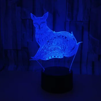 3D Led Modeliavimo Stalo Lempos 7 Spalvų Gyvūnų Fox Pakeisti Gradiento Atmosferos Apšvietimo Cool Berniukas Naktiniai Nakties Šviesos Rungtynių Dekoro Žaislas