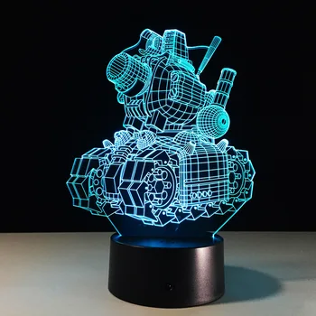 3D Vaizdo iliuzija Animacinių filmų Bakas, lempa, Skaidri Akrilo Naktį Šviesos diodų (LED) pasakos Lampa Spalvų keitimas Palieskite Lentelė Bulbing Šviesos