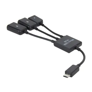 3in1 Micro USB Vyrų ir Moterų OTG HUB Adapteris Įkrovimo Kabelis Duomenų Laidas Linija Splitter už Pad Klaviatūros Planšetinis Kompiuteris