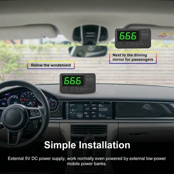 3Inch Automobilių Skaitmeninis GPS Speeeter Head Up Display su Greičio Įspėjimo Nuovargis, Signalizacija Transporto priemonėje, Sunkvežimių, Motociklų VISUREIGIS