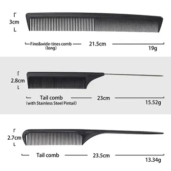3pcs Hairbrush Nustatyti Irklas Medžiaga Teptuku Platus Dantų Anti-static Anglies Pluošto Masažas Šukos HJL2019