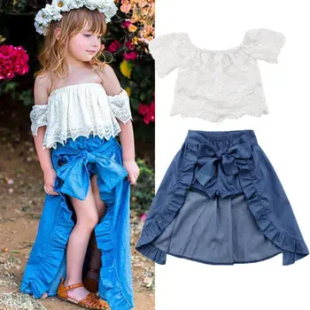 3Pcs/Set Boutique Vaikams Baby Girl drabužiai nėrinių trumpomis rankovėmis T-shirt Viršūnes+Trumpas +sijonas Drabužių Komplektus drabužių