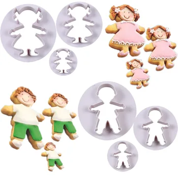 3pcs/set Mergaitės Berniukai Plastiko Cookie Cutter minkštus saldainius Sausainius Pelėsių 