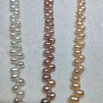4-5mm Natūralių Gėlavandenių Perlų Madinga Choker Karoliai Moterims 