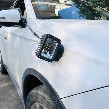 4 colių 60W Led Potvynių šviesos juosta Magnetas portable Led darbo lengvasis sunkvežimis sunkvežimis Krano Traktorius, Valtis 12v24v Bekelės Automobilio važiavimo šviesos