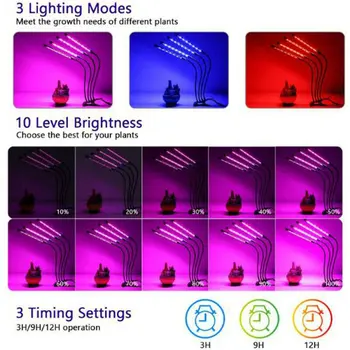 4 Galvą LED Grow Light UV Auginimo Lempos Visą Spektrą Kambarinių Augalų Hydroponics Daržovių Patalpų Šiltnamio efektą sukeliančių Naudoti
