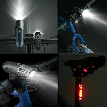 4 Režimai Bike Bicycle Light USB LED Įkrovimo Kalnų Ciklo Priekio Atgal Žibintų Lempos Super Ryškus Žibintuvėlis Naujas