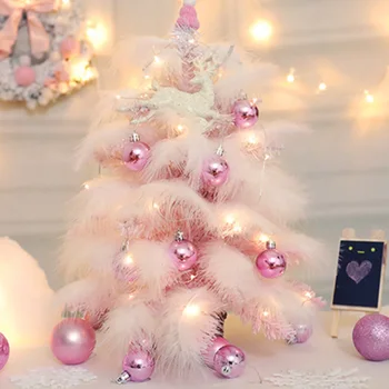 45cm Kalėdų Eglutė Mini Vyšnių Žiedų, Rožinių Plunksnų LED Šviesos Deluxe Naujųjų Metų Kalėdų Dovana, Namų Biuro Viešbutis Apdaila
