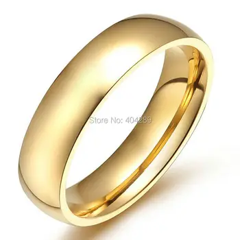 4MM Aukštos Poliruoto Klasikinis Sužadėtuvių, Vestuvių Žiedai Aukso spalvos Nerūdijančio Plieno Juoda Žiedai