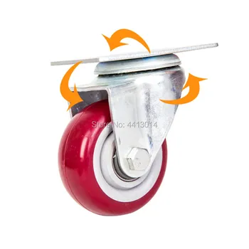 4pcs 3 colių raudona PVC Dviguba Roller Ratas su Stabdžių Universalus Pasukami