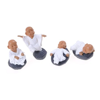 4PCs Kinų Feng Shui Turto Vienuoliai Miniatiūriniai Bonsai Sodo Baldai, Dervos Amatų Statulėlės Pasakų Namų Dekoro Priedai