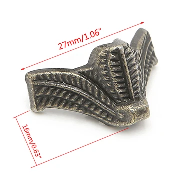 4x Senovinių Papuošalų Dėžutė Medinė Atveju Dekoratyvinis Kojų, Kojos Metalinės Kampe Raštas