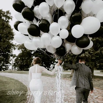 5-36inch Latekso Baloons Juoda Balta Sidabrinė Gimtadienio Dekoracijas, Vestuvių Baloons Anniversaire Oro Globos Arche Ballon