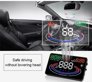 5.5 Colių Ekraną, E300 GPS HUD Head Up Display Greičio Signalo Atspindžio OBD2 Sąsaja Automatinis Projektoriaus Automobilio OBD II Vairavimo Kuro