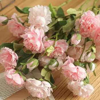 5 Europos Vadovų Bijūnas Dirbtinių Rožių Gėlių Šilko Gėlės Ilgas Stiebas Netikrą Plastikinės Gėlės Sode Šalis, Vestuvių Dekoravimas