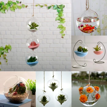 5 Stilių Kūrybos Hanging Ball Stiklo Gėlės Sodinamoji Vaza Terariumai Konteinerių Kraštovaizdžio Butelis Sode Sienos Vaza Apdaila