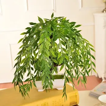 5 Šakutės Žalios Kabančių Augalų Dirbtinių Augalų Gluosnio Sienų Apdaila, Balkonų Apdaila Gėlių Krepšelis Priedai 52cm