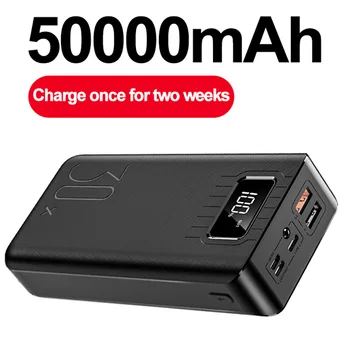 50000mAh Galia Banko TypeC Micro USB KS Greito Įkrovimo Powerbank LED Ekranas, Nešiojamas Išorės Baterijos Kroviklis