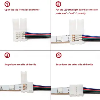 5050 4 Smeigtukai RGB LED Juostelės Šviesa Nustatyti Juosta Jungtis Plug Power Splitter Cable X4YE