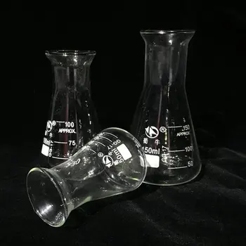 50ml, kad 2000ml Stiklo erlenmejerio kolba, Trikampis/kūginę Kolbą butelis su trimitas Burną ir laboratorinius eksperimentus