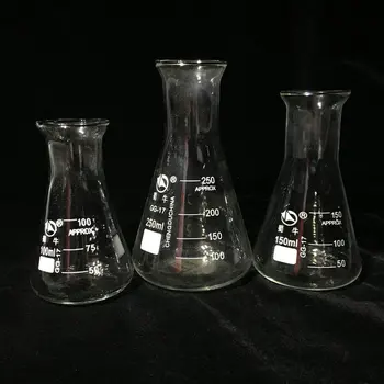 50ml, kad 2000ml Stiklo erlenmejerio kolba, Trikampis/kūginę Kolbą butelis su trimitas Burną ir laboratorinius eksperimentus