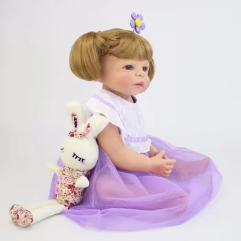 55cm Full Silikono Vinilo Reborn Baby Doll Gyvas Naujagimis Princesė Bamblys Bebe Gyvas Vaikas, Gimtadienio dovana, Merginos, Maudytis Žaislas