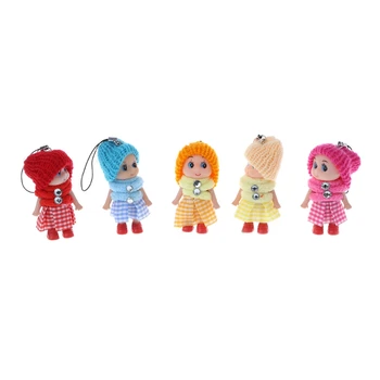 5VNT Atsitiktiniai Mini Pledas Sijonas Lėlė, Minkšta Kūdikių Lėlės Žaislas Key Chain Dovanos