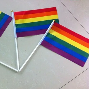 5VNT Vaivorykštės vėliava, Garbanojimo Ranką Gėjų LGBT eitynių Les Starta 14x21cm