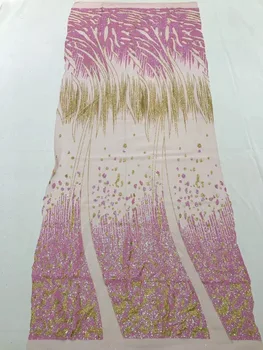 5yards qq001 geriausios kokybės rankiniai priklijuotas spausdinimo blizgučiai tiulio afrikos, Indijos suknelė audinio pjaustymo /mados dizaino
