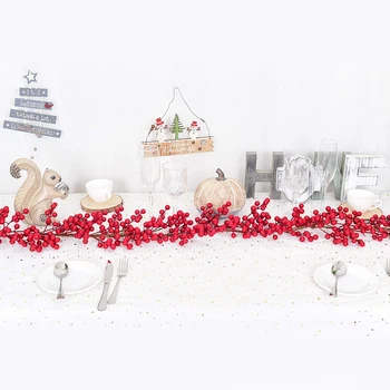 6.39 FT Raudonųjų Uogų Kalėdinė Girlianda,Lankstus Dirbtinių Uogų Girliandą už Židinio Apdaila Žiemos Kalėdų Dekoro