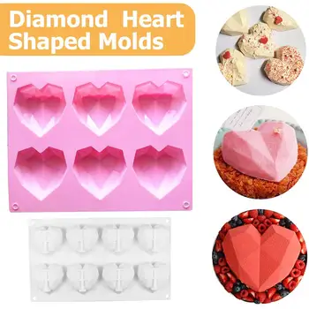 6 Ertmės Diamond Meilės Silikono Torto Formos Silikono 3D Širdies Formos Minkštas Tortas Šokolado Putėsiai Kepimo Formą Modeliavimo Dekoras