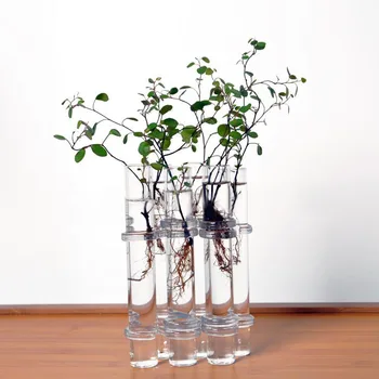 6 Stiklo Vamzdelių Formos Kabinti Hydroponic Gėlių, Augalų Vaza Terariumai Bakas