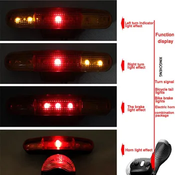 7 LED, Dviračių Nuoma Posūkio Signalo Krypties Stabdžių Šviesos Lempos 8 garso Ragų Fixed mount Nustatyti Dviračių Šviesos Saugos Darkness4.26