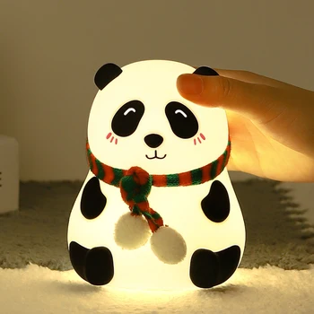 7 LED Spalva Keičiasi Naktį Šviesos Dekoratyvinės Palieskite Jutiklio Miegamasis USB Įkrovimo Dovana Darželio Lempa Vaikams Mielas Panda Vaikams