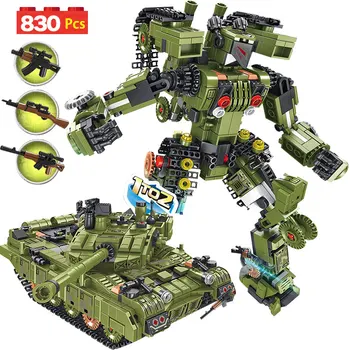 830pcs Karinis Tankas Blokai Deformacijos Robotai Suderinama WW2 TIPAS 99 Pagrindinis Tankas Plytų 1706977
