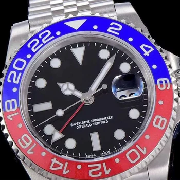 904L prabanga Raudona&Mėlyna Keramikos bezel GMT - Mechaninių Laikrodžių 1:1 Vyrai safyro stiklas Laikrodžio NOOB ETA 3186 AAA+