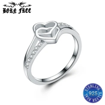 925 sterlingas sidabro žiedai moterims uodega piršto žiedą, meilės širdies elegantiškas anillos mujer bague bižuterijos anel žiedas ilgai užsegimas