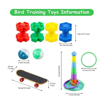 9Pcs Paukščių Mokymo Žaislų Rinkinys Medinių Blokas Įspūdį Žaislas Žiedas Žaislas Riedlentė Riešutai Varžtas L5YE