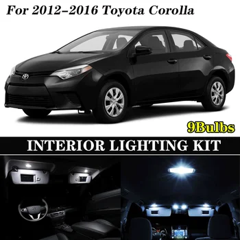 9x Canbus Klaidų, LED Interjero Šviesos Rinkinio Pakuotės 2012-2016 Toyota Corolla Automobilių Reikmenys Žemėlapis Dome Kamieno Licencijos Šviesos