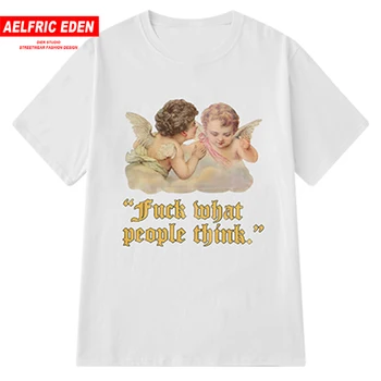 Aelfric Eden Hip-Hop Angel Baby Spausdinti Atsitiktinis Marškinėliai Vyrams Negabaritinių 2020 Metų Vasaros Laisvus Marškinėlius Streetwear Atsitiktinis Medvilnės Trumpomis Rankovėmis