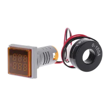 Aikštėje LED Digital Voltmeter Ammeter 22mm Signalo Žibintai Voltų Įtampos Amperas Srovės Matuoklio Indikatorius, Testeris Matavimo AC 60-500V