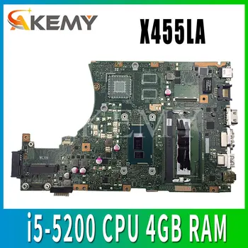 AKEMY X455LA Nešiojamojo kompiuterio motininė Plokštė, skirta ASUS X455LAB X455LJ X455LD X455LF X455LB Mainboard bandymo Gerai i5-5200 CPU 4 GB RAM X455LAB