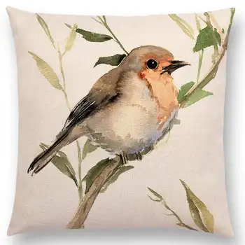 Akvarelė Mielas Paukščių Robin Zylė Amadinai Hummingbird Goldfinch Chickadee Kardinolas Tulžys Graži Pagalvėlė Padengti Pagalvės Užvalkalą