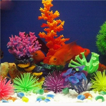 Akvariumo Dekoracija Žuvų Bakas Ornamentu Šviesos Imitavo Jūros Anemone Imituojamas Jūros Ežių Koralų patalpų įrengimui skirti Dirbiniai 6vnt/daug