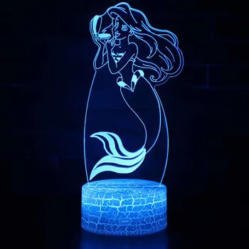 Animacinių filmų undinė tema 3D LED Lempos naktį šviesos 7 Spalvų Keitimas Palieskite Nuotaika Lempos Kalėdinių Dropshippping