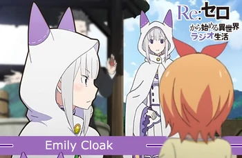 Anime Cosplay Pelerinos RE: Gyvenimas kitame pasaulyje nuo nulio Emilija Cosplay Apsiaustu Kačių ausys Žaliojo Cosplay Kostiumai, Laisvalaikio Pelerinos