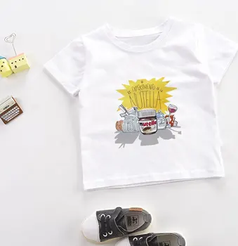 Atsitiktinis Naujas Stilius, Spausdinta Berniukų marškinėliai Įdomus Šokolado Padažu T-shirt Mergina Harajuku Mielas Animacinių filmų Vaikams Shirt Apvalus Kaklas Kūdikių marškinėliai